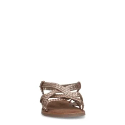Manfield Gevlochten gouden sandalen^DAMES Sandalen