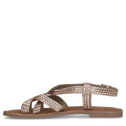 Manfield Gevlochten gouden sandalen^DAMES Sandalen