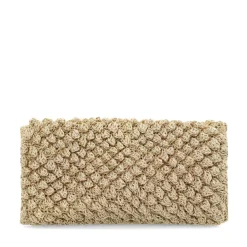 Manfield Gouden clutch met gebreide details^ Clutches