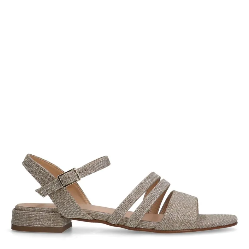 Manfield Gouden glitter sandalen^DAMES Sandalen