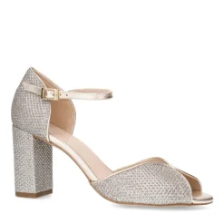 Manfield Gouden glitter sandalen met hak^DAMES Sandalen