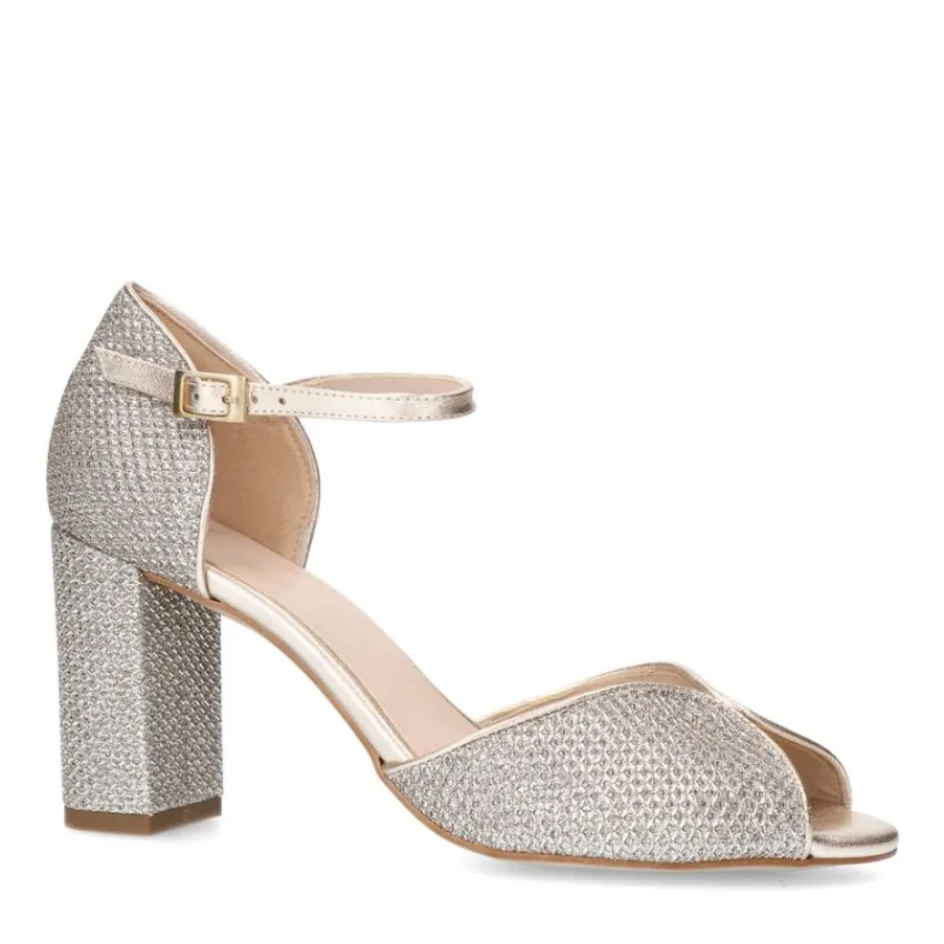 Manfield Gouden glitter sandalen met hak^DAMES Sandalen
