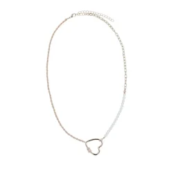 Manfield Gouden hartjes ketting met parel details^ Sieraden