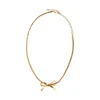 Manfield Gouden ketting met strik detail^ Sieraden