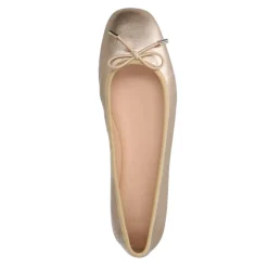 Manfield Gouden leren ballerina's^DAMES Loafers