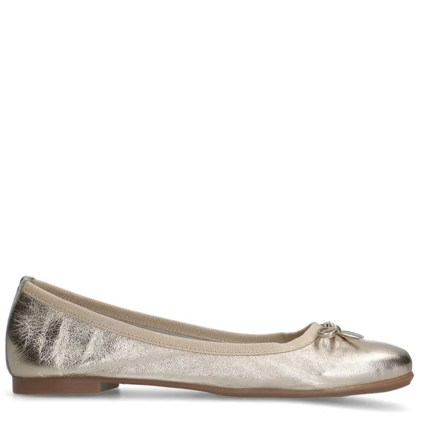 Manfield Gouden leren ballerina's^DAMES Loafers