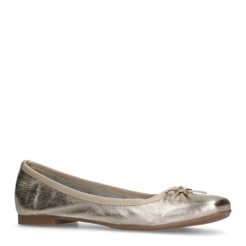 Manfield Gouden leren ballerina's^DAMES Loafers