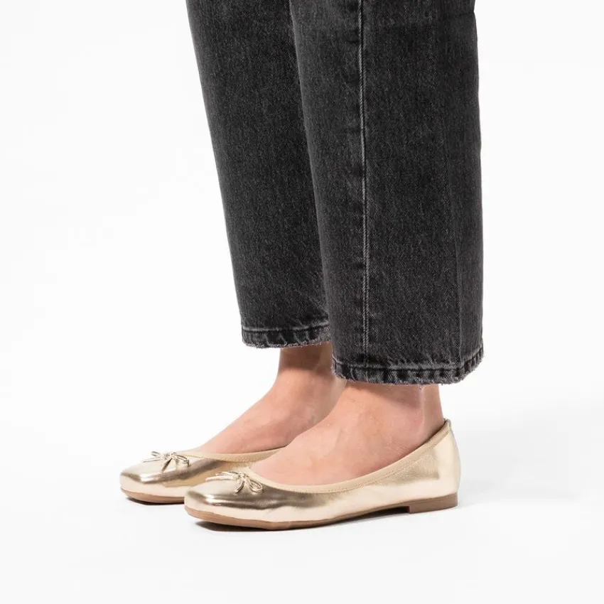 Manfield Gouden leren ballerina's^DAMES Loafers
