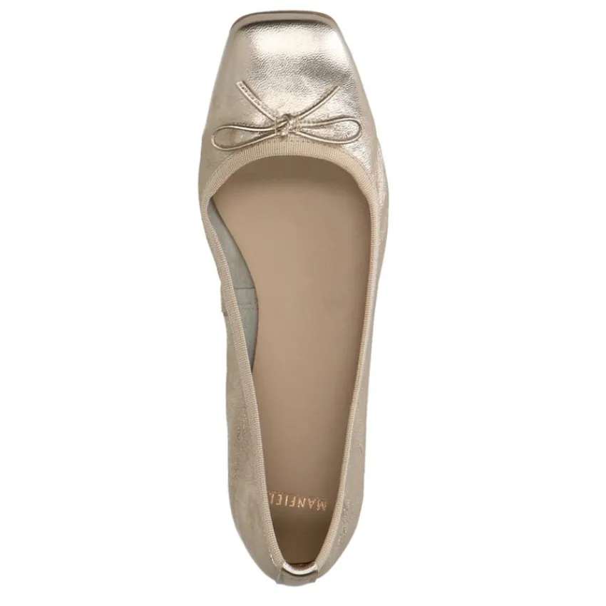 Manfield Gouden leren ballerina's^DAMES Loafers