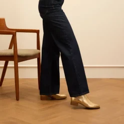 Manfield Gouden leren cowboylaarsjes^DAMES Enkellaarsjes