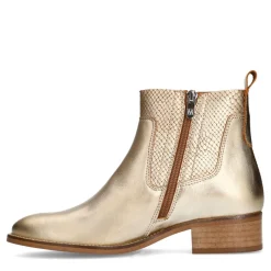 Manfield Gouden leren cowboylaarsjes^DAMES Enkellaarsjes