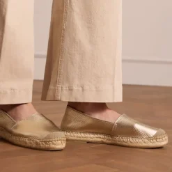 Manfield Gouden leren espadrilles^DAMES Espadrilles