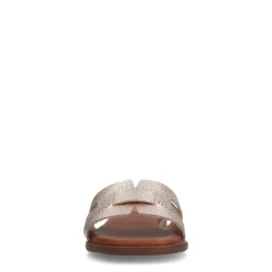 Manfield Gouden leren gevlochten slippers^DAMES Slippers
