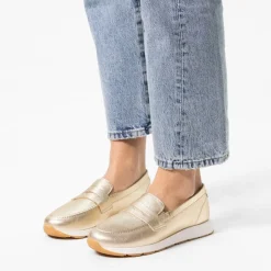 No Stress Gouden leren loafers^DAMES Loafers