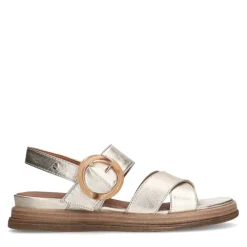 No Stress Gouden leren plateau sandalen met gesp^DAMES Sandalen