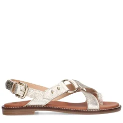 Manfield Gouden leren sandalen^DAMES Sandalen