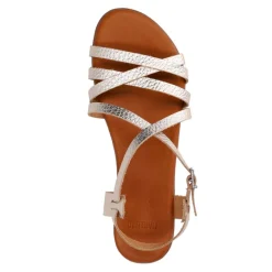 Manfield Gouden leren sandalen^DAMES Sandalen