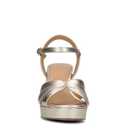 Manfield Gouden leren sandalen met hak^DAMES Sandalen