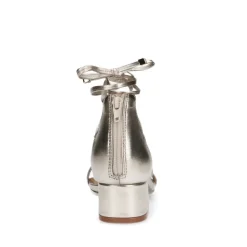 Manfield Gouden leren sandalen met hak^DAMES Sandalen