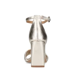 Manfield Gouden leren sandalen met hak^DAMES Sandalen