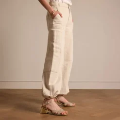 Manfield Gouden leren sandalen met hak en glitters^DAMES Sandalen