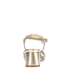 Manfield Gouden leren sandalen met hak en glitters^DAMES Sandalen