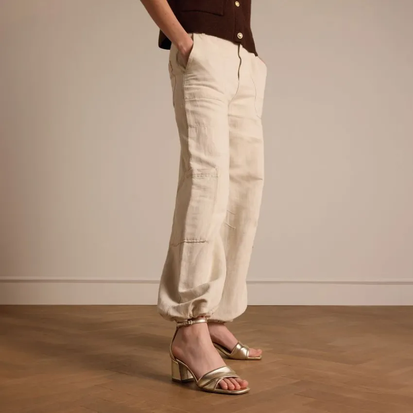 Manfield Gouden leren sandalen met hak^DAMES Sandalen