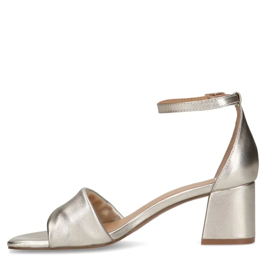 Manfield Gouden leren sandalen met hak^DAMES Sandalen