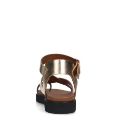 Manfield Gouden leren sandalen met plateauzool^DAMES Sandalen