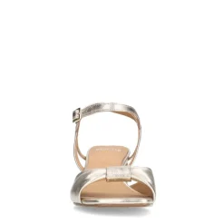 Manfield Gouden leren sandalen met hak^DAMES Sandalen