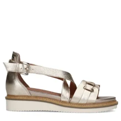 No Stress Gouden leren sandalen met gevlochten band^DAMES Sandalen