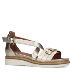 No Stress Gouden leren sandalen met gevlochten band^DAMES Sandalen