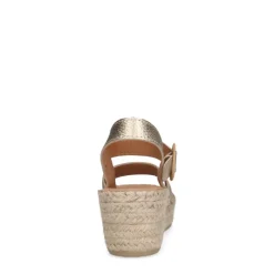 Manfield Gouden leren sleehakken^DAMES Espadrilles|Sandalen