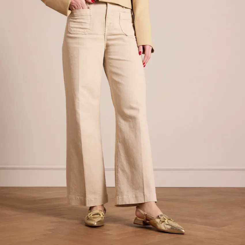 Manfield Gouden leren slingbacks met bandje^DAMES Pumps|Slingbacks