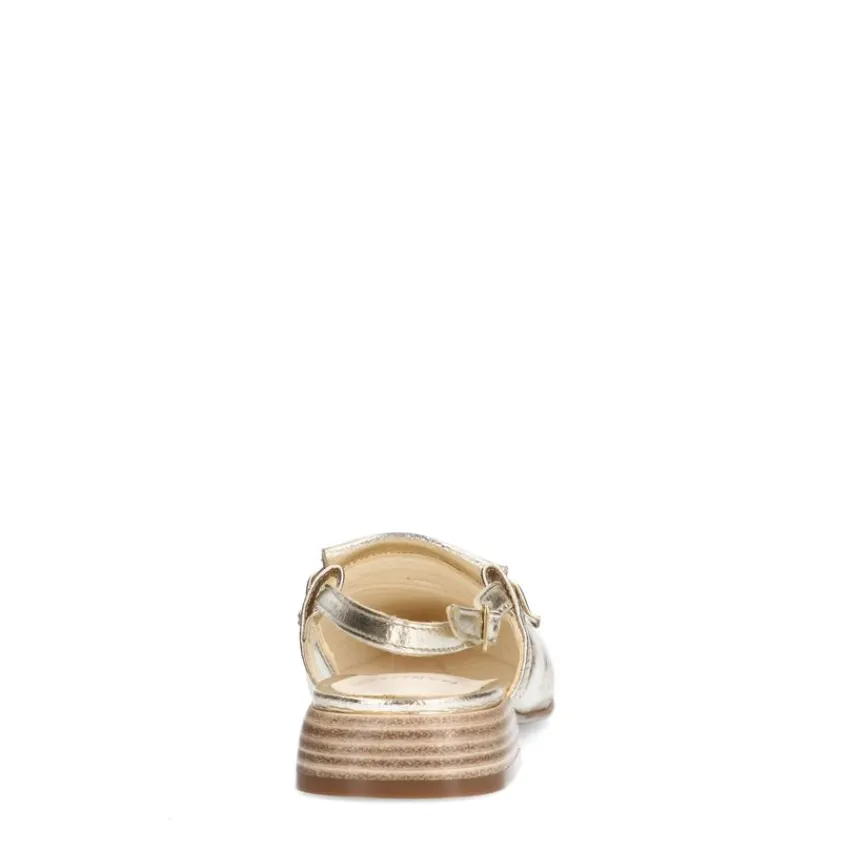 Manfield Gouden leren slingbacks met bandje^DAMES Pumps|Slingbacks
