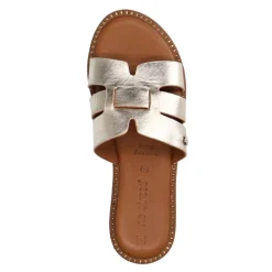 No Stress Gouden leren slippers^DAMES Slippers