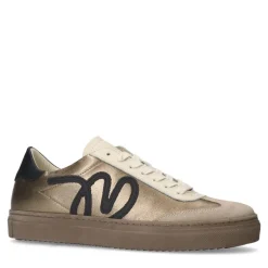 Manfield Gouden leren sneakers^DAMES Sneakers