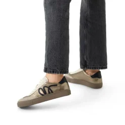 Manfield Gouden leren sneakers^DAMES Sneakers