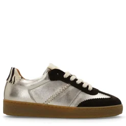 Manfield Gouden leren sneakers^DAMES Sneakers