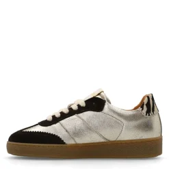 Manfield Gouden leren sneakers^DAMES Sneakers