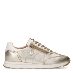 Gouden leren sneakers met rits^DAMES Sneakers