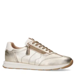 Gouden leren sneakers met rits^DAMES Sneakers