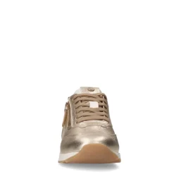 Gouden leren sneakers met rits^DAMES Sneakers