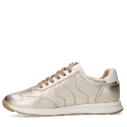 Gouden leren sneakers met rits^DAMES Sneakers
