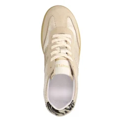 Manfield Gouden leren sneakers met zebra details^DAMES Sneakers