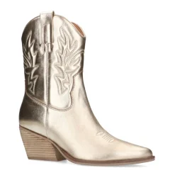 Manfield Gouden metallic cowboy laarzen^DAMES Enkellaarsjes