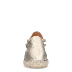 Manfield Gouden metallic leren sleehakken^DAMES Espadrilles|Sandalen