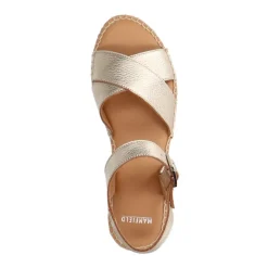 Manfield Gouden metallic sandalen met touwzool^DAMES Espadrilles|Sandalen