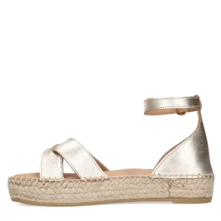 Manfield Gouden metallic sandalen met touwzool^DAMES Espadrilles