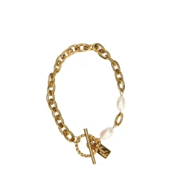 Manfield Gouden schakelarmband met parel details^ Sieraden
